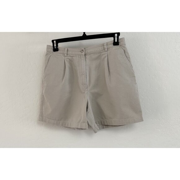 Lauren Ralph Lauren Khaki Pleated Cotton Shorts Womens Size 12 - Picture 1 of 9